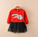 New spring infant skirt 1 long sleeved dress 2 female baby cartoon 3 4 princess dress lace dress tide