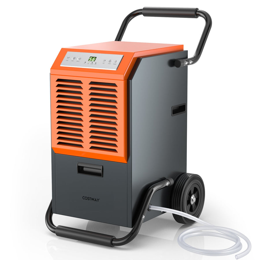 163 Pints Commercial Dehumidifier with Drain Hose and 24H Timer-Gray