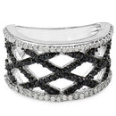 0.92 Carat Genuine Black Diamond & White Diamond .925 Sterling Silver Ring