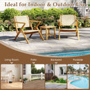 Outdoor and Indoor Teak Wood Patio Chair wuth Webbing Seat and Backrest-Natural