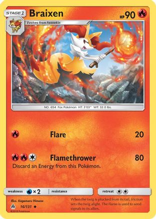 Braixen 016/131 - SM  Forbidden Light Reverse Holofoil