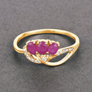 0.71 Carat Genuine Ruby and White Diamond 14K Yellow Gold Ring