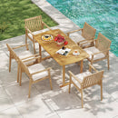 2 Pieces Patio Dining Chairs Outdoor Acacia Wood Chairs with Removable Padded Cushion