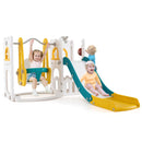 7-in-1 Toddler Swing and Slide Set L-shaped with Ladder and Basketball Hoop