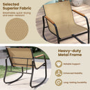 3 Piece Rocking Bistro Chairs and Side Table Set with Storage Bag-Brown