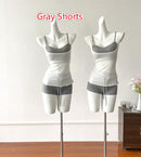 Sweet-and-sexy Color-blocked Two-piece Camisole Set
