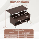 31.5 Inch Lift-Top Coffee Table with Hidden Storage and 2 Open Shelves
