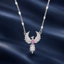 925 Sterling Silver White Gold Plated Synthetic Opal 40+5cm Necklace for Women