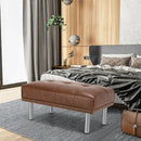 Rectangle Tufted Ottoman with Stainless Steel Legs for Living Room