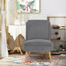 Velvet Accent Armless Side Chair with Rubber Wood Legs for Bedroom