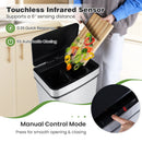 16 Gallon Trash Can Infrared Motion Sensor Garbage Can with Dual Compartments-Silver