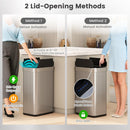 16 Gallon Trash Can with Wing Lids for Bedroom Bathroom Kitchen-Silver