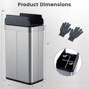16 Gallon Trash Can with Wing Lids for Bedroom Bathroom Kitchen-Silver