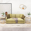 16 Inch Marble Top Round Side Table with Golden Metal Frame for Living Room Bedroom
