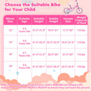 Kids Bike 12-18 Inch with Training Wheels - Pink