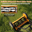 16 Inch Push Lawn Mower with 5 Steel Blades and Grass Catcher Bag