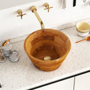 16 Inch Teak Wood Washbasin with Drainage Hole and Smooth Finish