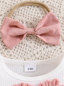 Children's Heart Bowknot Decor Dress with Headband