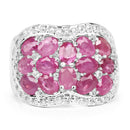 3.04 Carat Genuine Ruby & White Topaz .925 Sterling Silver Ring
