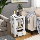 2-Tier 16 x 14 Inch Multifunctional Nightstand with Storage Drawer