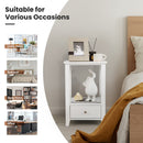 2-Tier 16 x 14 Inch Multifunctional Nightstand with Storage Drawer