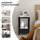 2-Tier 16 x 14 Inch Multifunctional Nightstand with Storage Drawer