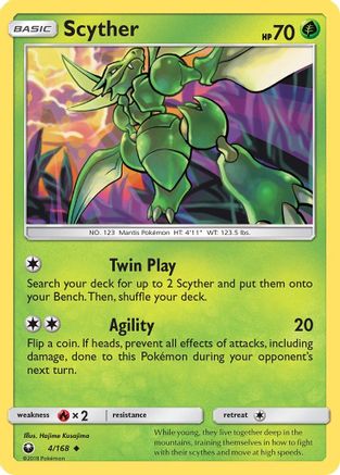 Scyther 004/168 - SM  Celestial Storm Reverse Holofoil