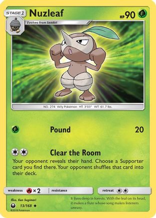 Nuzleaf 013/168 - SM  Celestial Storm Reverse Holofoil
