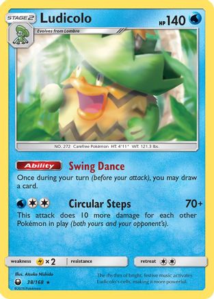 Ludicolo 038/168 - SM  Celestial Storm Holofoil