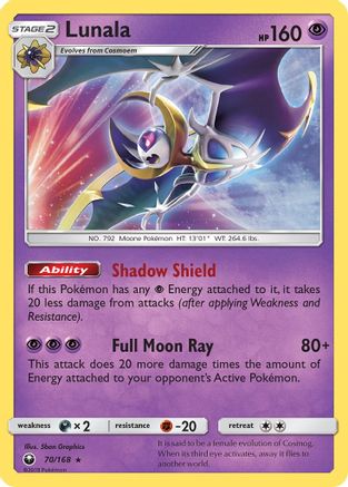 Lunala 070/168 - SM  Celestial Storm Reverse Holofoil