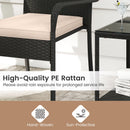 3 Piece Patio Furniture Set with Seat Cushions and Tempered Glass Tabletop
