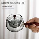 Rotary Glass Teapot with Infuser and Wooden Handle