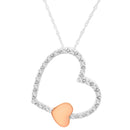 10KT Two Tone Gold 1/6 cttw Diamond Floating Heart Pendant Necklace (K-L, I1-I2)