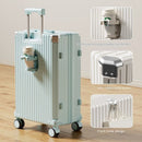 Password-Protected Genuine Leather Trolley Case for Men and Women