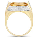 4.56 Carat Genuine Citrine and White Diamond .925 Sterling Silver Ring