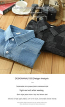 Jacquard Color Block Denim Long Sleeve Shirt