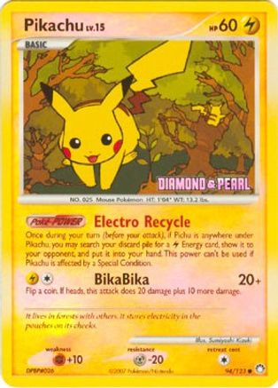 Pikachu (Diamond & Pearl) 094/123 - Burger King Promos Reverse Holofoil