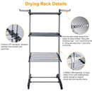 Clothes Drying Rack Rolling Collapsible Laundry Dryer Hanger Stand Rail Shelve_x000B__x000B_Wardrobe Clothing Drying Racks w/ Dual Side Wings