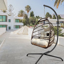 Swing Egg Chair with Stand & UV-Resistant Cushion - 350 lbs Capacity