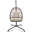 Swing Egg Chair with Stand & UV-Resistant Cushion - 350 lbs Capacity
