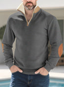Retro Patchwork Embroidered Versatile Half-placket Mens Long-sleeve