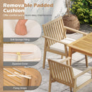 2 Pieces Patio Dining Chairs Outdoor Acacia Wood Chairs with Removable Padded Cushion