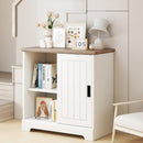 Farmhouse Sideboard Buffet Cabinet Kitchen Pantry with Sliding Doors-White