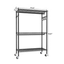 Rolling Clothes Rack with 3 Shelves, 2 Rods & Wheels
