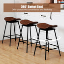 Set of 2 Swivel Barstools Faux Leather Upholstered Backless with Footrest