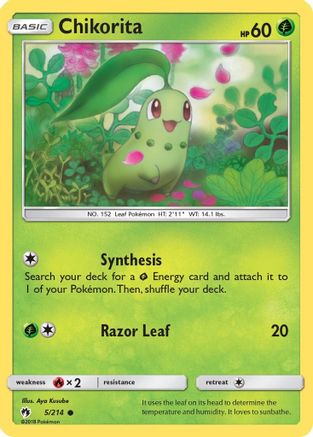Chikorita 005/214 - SM  Lost Thunder Reverse Holofoil