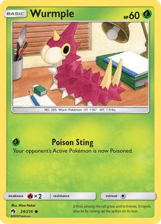 Wurmple 024/214 - SM  Lost Thunder Reverse Holofoil