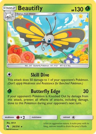 Beautifly 026/214 - SM  Lost Thunder Reverse Holofoil