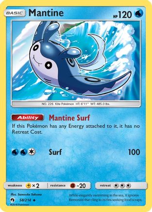 Mantine 058/214 - SM  Lost Thunder Reverse Holofoil