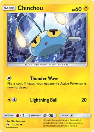 Chinchou 073/214 - SM  Lost Thunder Reverse Holofoil